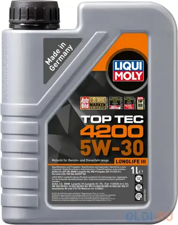Нс-синтетическое моторное масло liquimoly top tec 4200 5w30 1 л, фотография 1