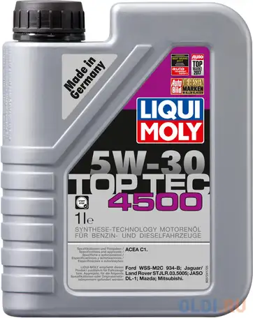 Нс-синтетическое моторное масло liquimoly top tec 4500 5w30 1 л 2317, фотография 1