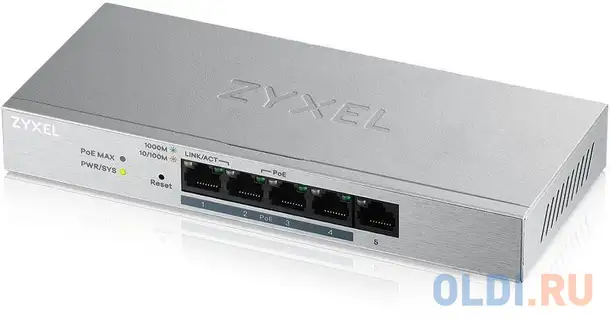 Коммутатор zyxel gs1200-5hpv2-eu0101f 5g 4poe+ 60w управляемый, фотография 1