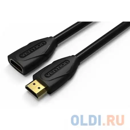 Кабель hdmi 5м vention vaa-b06-b500 круглый черный, фотография 1