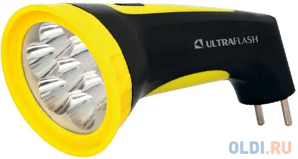 Ultraflash led3807m  (фонарь аккум 220в, черный/желтый, 7 led, 2 режима,, фотография 1