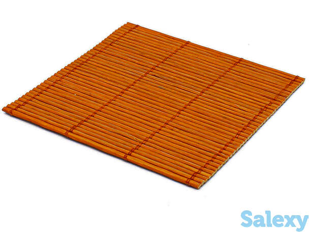 Набор чайных циновок (бамбук), оранжевые, 10 х 10 см, 5 шт/упак, фотография 1