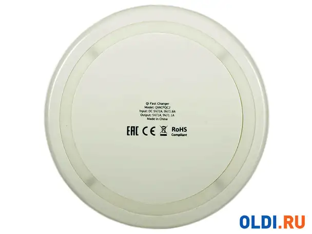 Беспроводное зарядное устройство deppa qi fast charger, 10w, стандарт qi, белый, фотография 1