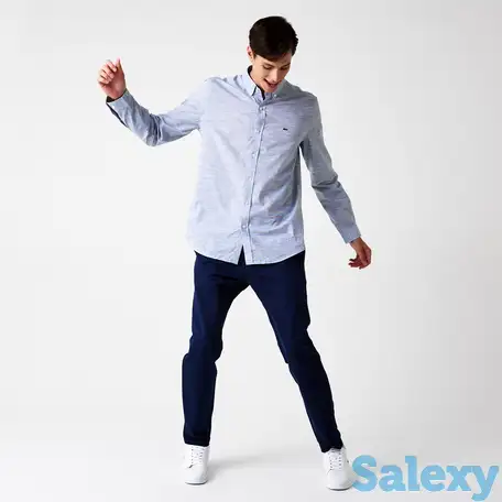 Мужские брюки lacoste casual fit из смеси хлопка и льна, фотография 1