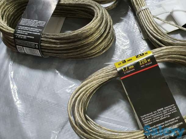 Трос хозяйственный STAYER стальной в полимерной оболочке, 20 м, разные, фотография 1