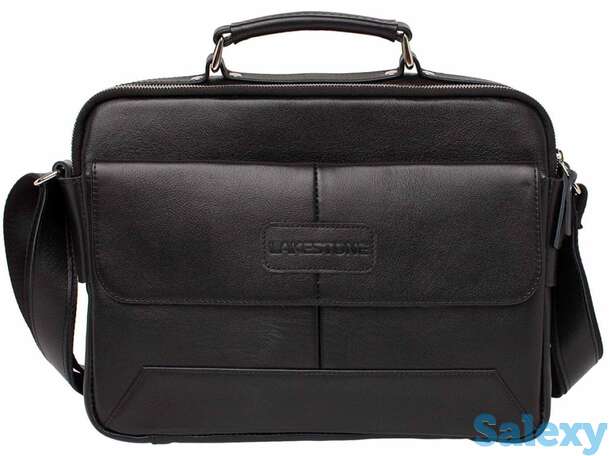Кожаная мужская сумка мессенджер button black, фотография 1