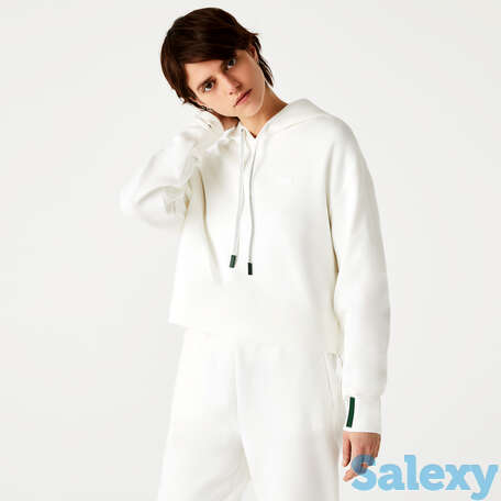 Женская укороченная толстовка lacoste с капюшоном из смеси хлопка, фотография 1