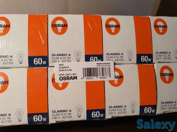 Лампа накаливания OSRAM 60W, лампочка топ качество, фотография 5
