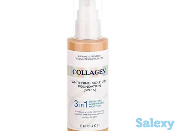 Тональный крем enough collagen 3 in 1 whitening moisture foundation, цвет #21 natural beige | натуральный бежевый, фотография 1