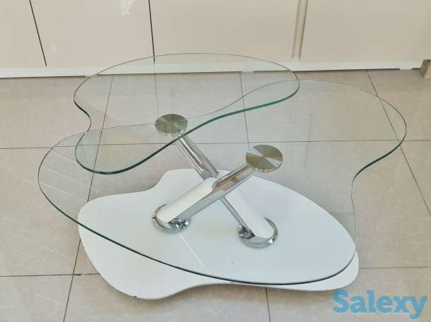 Продам журнальный столик стеклянный - оригинальный трасформер 2-х секционный, стиль модерн., фотография 2