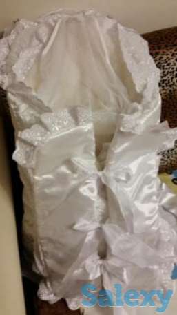 Конверт для новорожденного на выписку белый, зимний, фотография 1