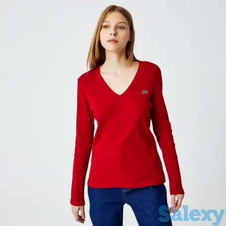 Женская футболка lacoste с v-образным вырезом, фотография 1