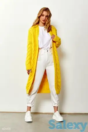 Удлиненный яркий кардиган желтого цвета, фотография 1