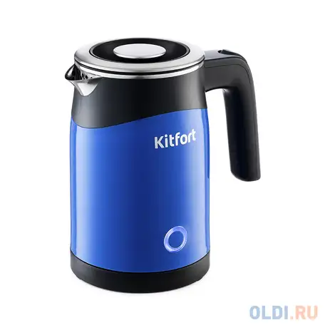 Чайник электрический kitfort 639-2-кт 1150 вт синий 0.6 л чугун, фотография 1