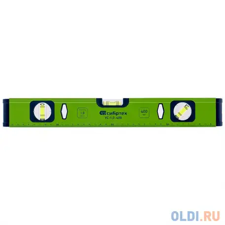 Уровень алюминиевый ус-1,0-400, фрезерованный, 3 глазка, 400 мм// сибртех, фотография 1