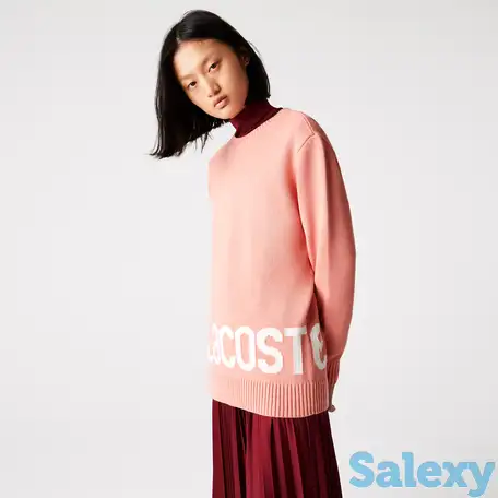 Женский свитер lacoste из шерсти и хлопка с круглым вырезом, фотография 1