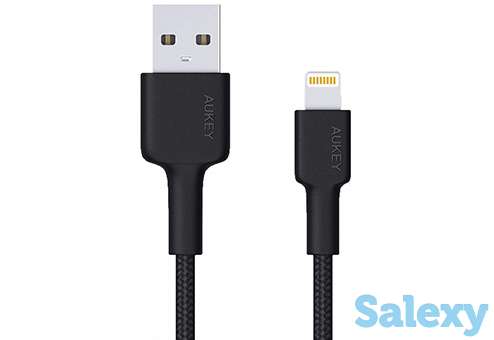 Кабель aukey nylon braided usb to lightning 2m (cb-al05). черный, фотография 1