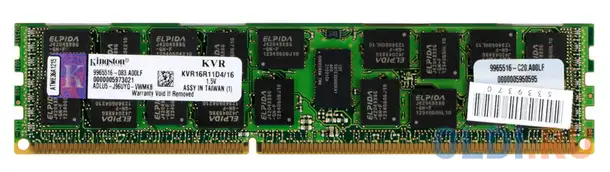 Оперативная память для компьютера kingston kvr16r11d4/16 dimm 16gb ddr3 1600mhz, фотография 1