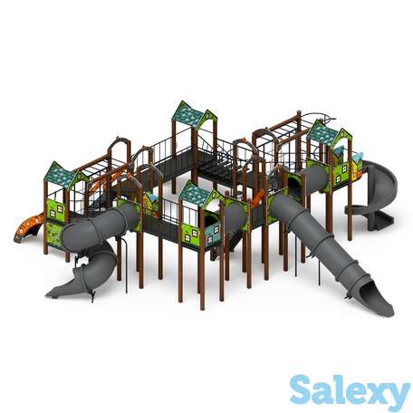 Детский игровой комплекс «остров детства (город) (винтовой скат)» дик 2.01.8.02-31 н=1200,, фотография 1