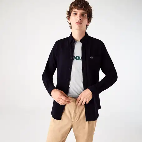 Мужская рубашка lacoste slim fit из органического хлопка, фотография 1