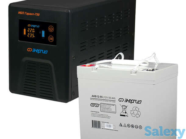 Комплект ибп инвертор энергия гарант 750 + аккумулятор 55 ач, фотография 1