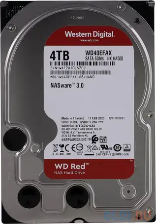 Жесткий диск wd original sata-iii 4tb wd40efax red 256mb 3.5
