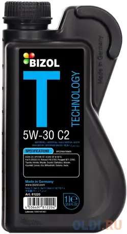 81220 bizol нс-синт. мот.масло technology 5w-30 c2 (1л), фотография 1