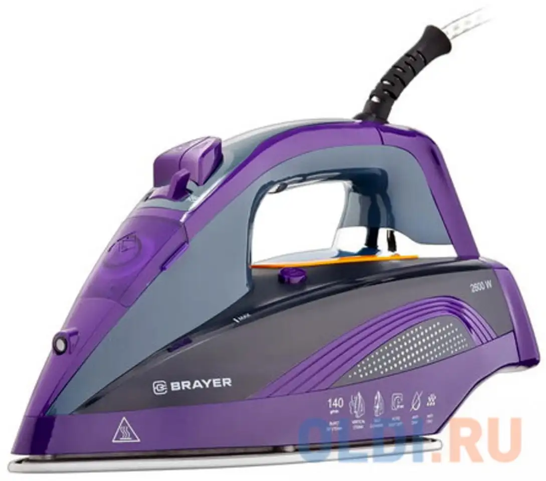 Утюг brayer br4001 2600вт фиолетовый, фотография 1