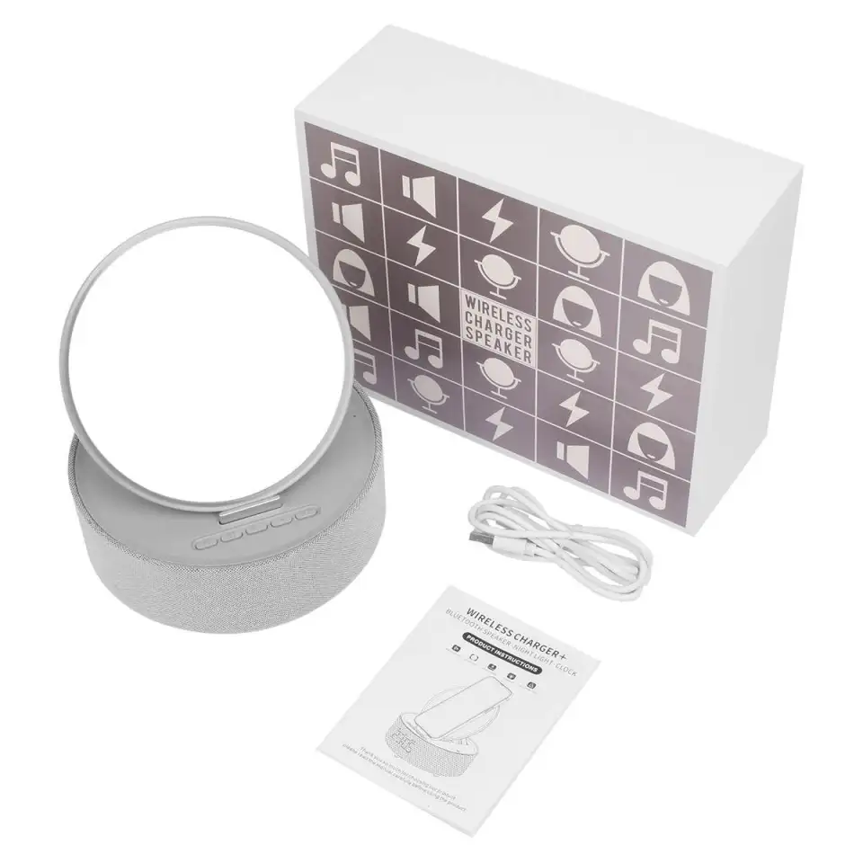 Зеркало-ночник с беспроводной зарядкой и колонкой, фотография 2