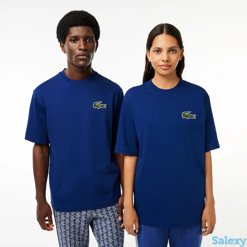 Футболка lacoste unisex из органического хлопка с большим лого, фотография 1