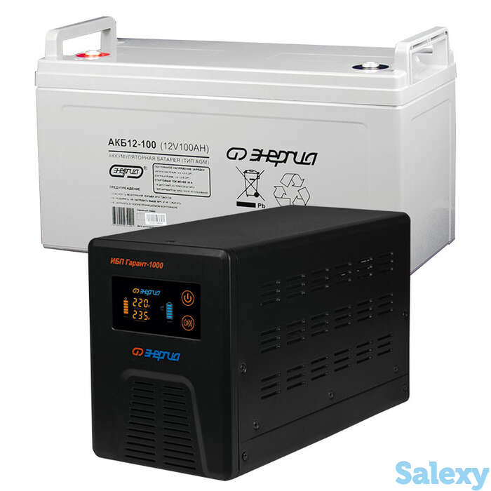 Комплект ибп инвертор энергия гарант 1000 + аккумулятор 100 ач, фотография 1