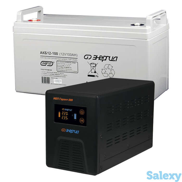 Комплект ибп инвертор энергия гарант 500 + аккумулятор 100 ач, фотография 1