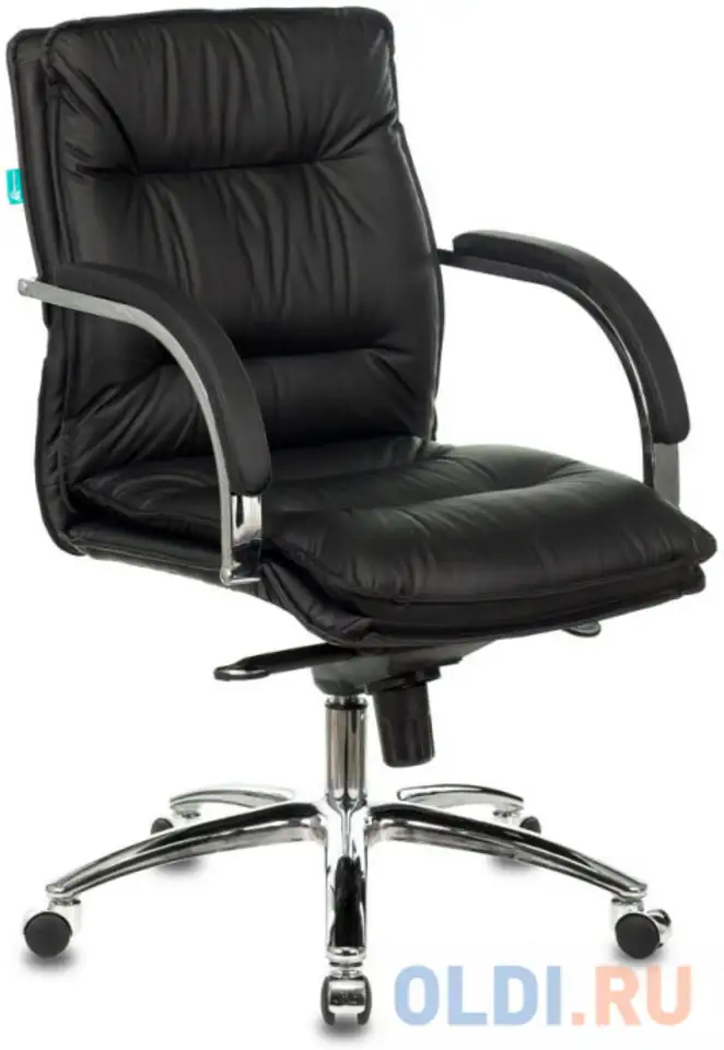 Кресло руководителя бюрократ t-9927sl-low/black низкая спинка черный кожа крестовина хром, фотография 1