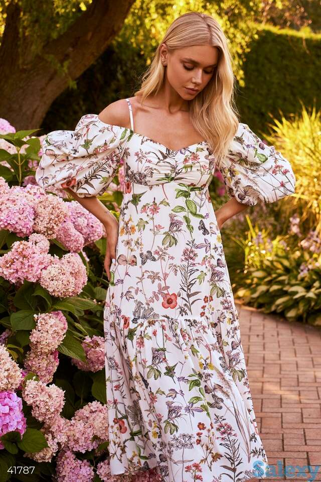 Цветочное платье-миди из штапеля, фотография 1