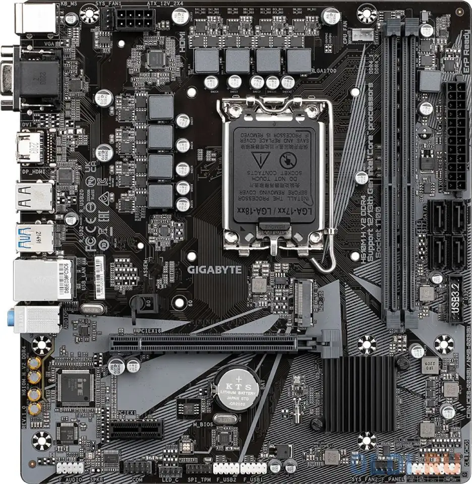 Материнская плата gigabyte h610m h v2 ddr4 soc-1700 intel h610 2xddr4, фотография 1