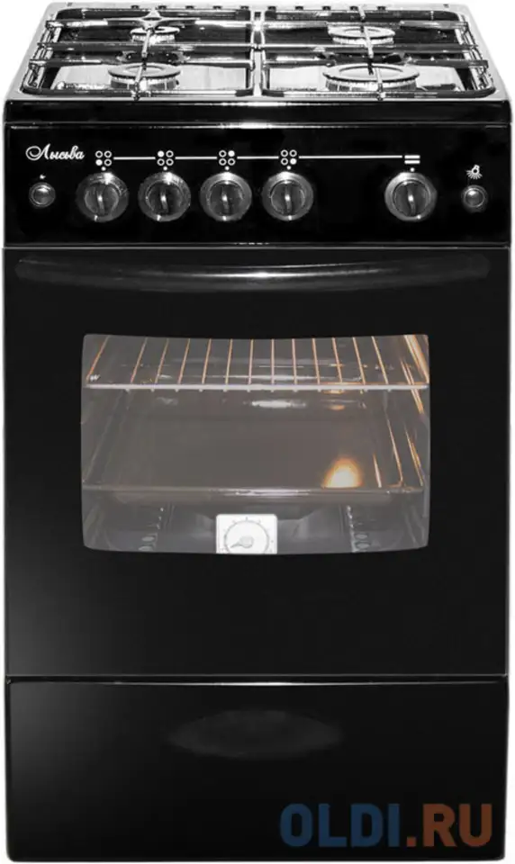 Плита газовая лысьва гп 400 мс-2у черный (стеклянная крышка) реш.чугун, фотография 1