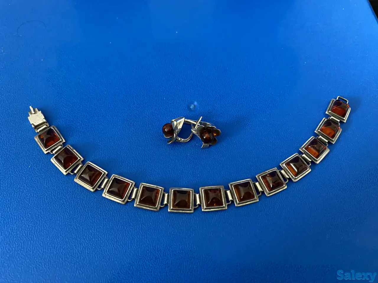 Продам набор украшений серебро с золотом и серебро(янтарь), фотография 2