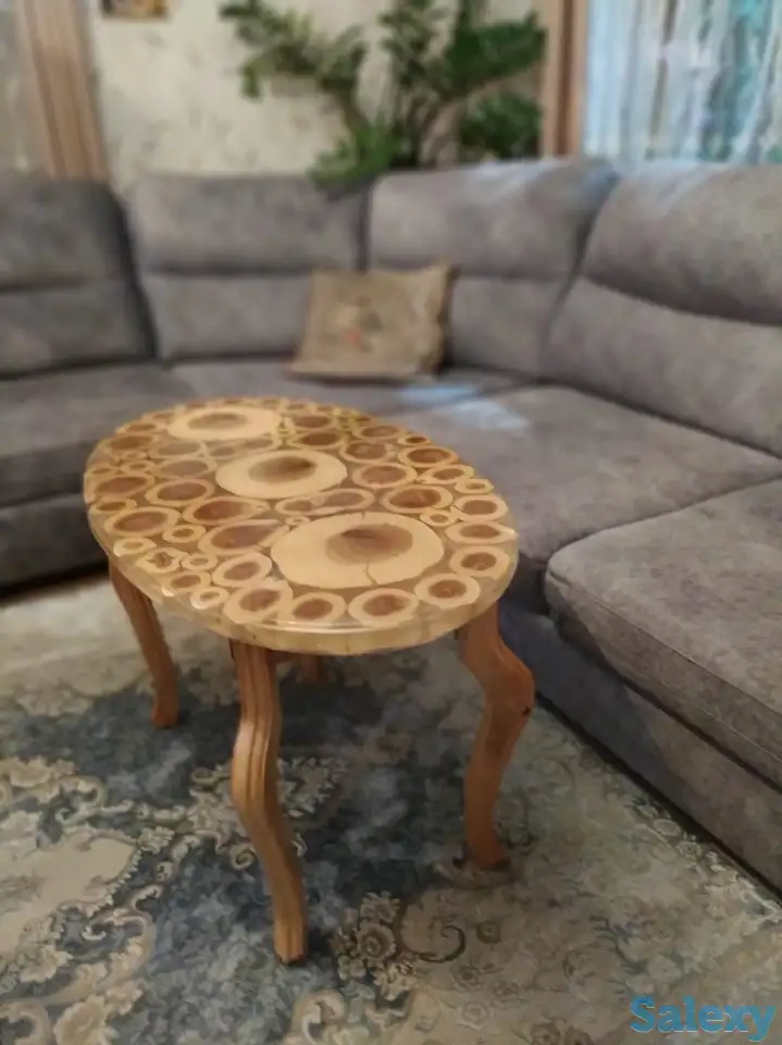 Продам чайные столики из эпоксидной смолы и спилов дерева, фотография 2