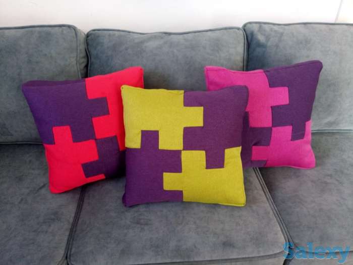 Комплект из 3х подушек пэчворк, ручная работа, фотография 1