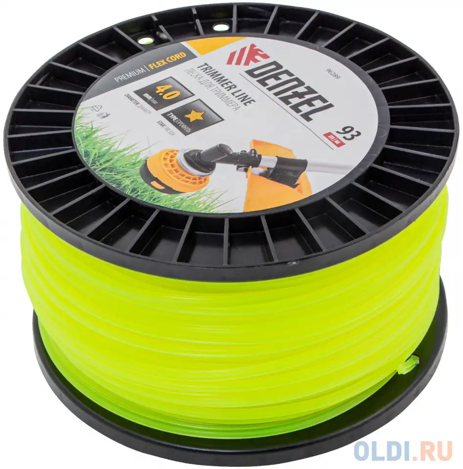 Леска для триммера звезда, 4,0мм х 93м, на din катушке flex, фотография 1