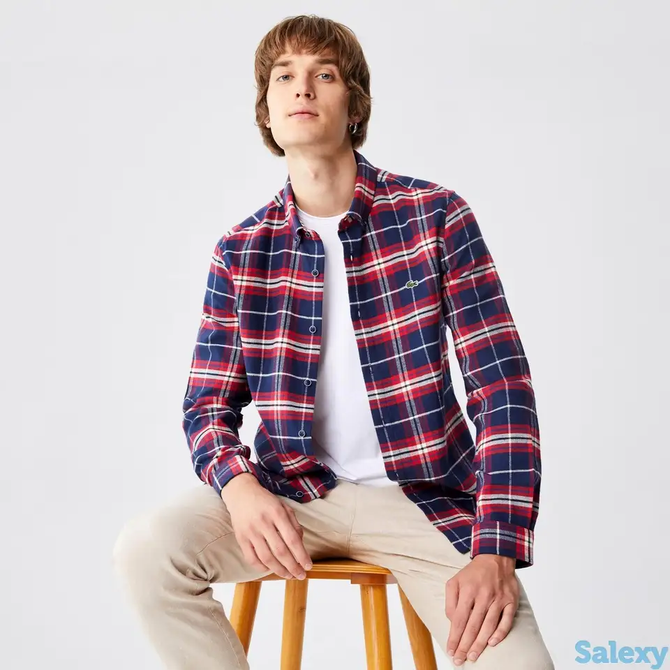 Мужская рубашка lacoste oxford в клетку, фотография 1