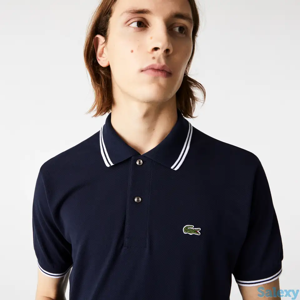 Мужская рубашка поло lacoste classic fit с полосатыми акцентами из хлопка, фотография 1