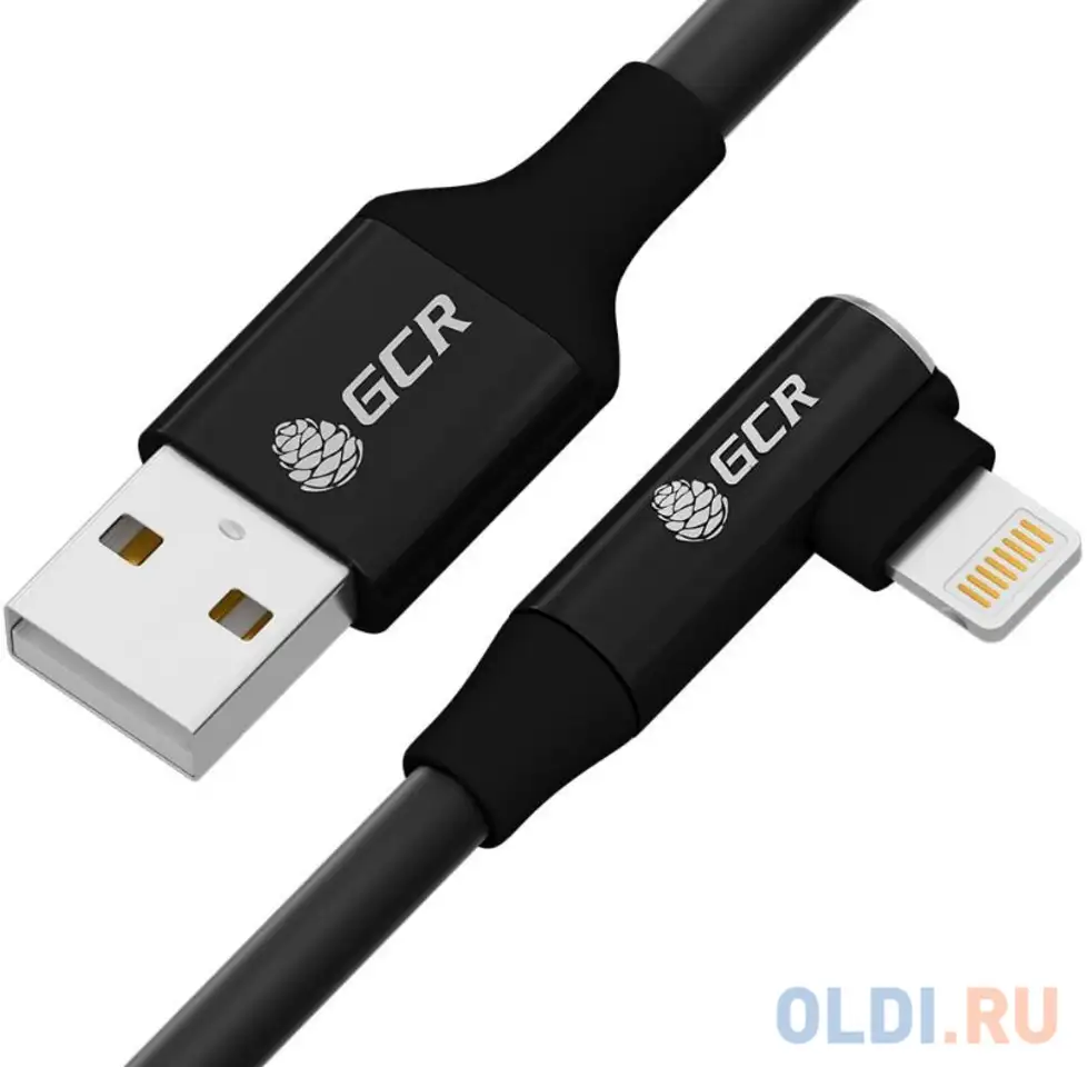 Gcr кабель premium 0.7m для iphone, ipad, air, am/lightning угловой, mfi,, фотография 1