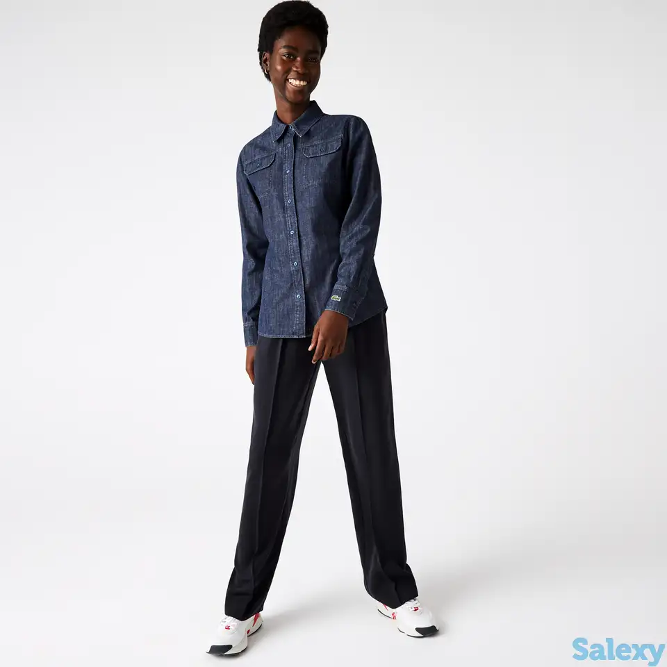 Женская рубашка lacoste slim fit chambray из хлопка, фотография 1