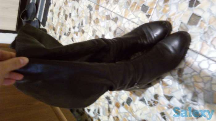 сапоги зимние, кожаные, черные, разм 38-39, турция, фотография 1