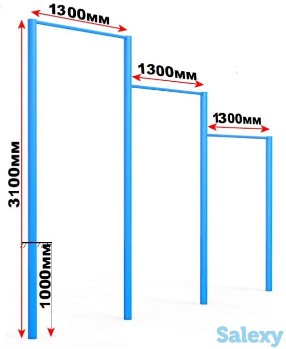 Турник/перекладина для улицы трехуровневая, фотография 1