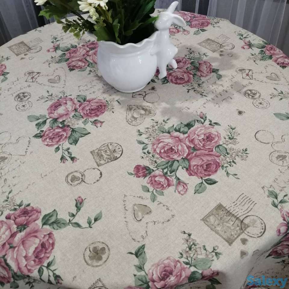 Итальянская скатерть, тефлоновое покрытие, Пионы Топ качество метражом, фотография 2