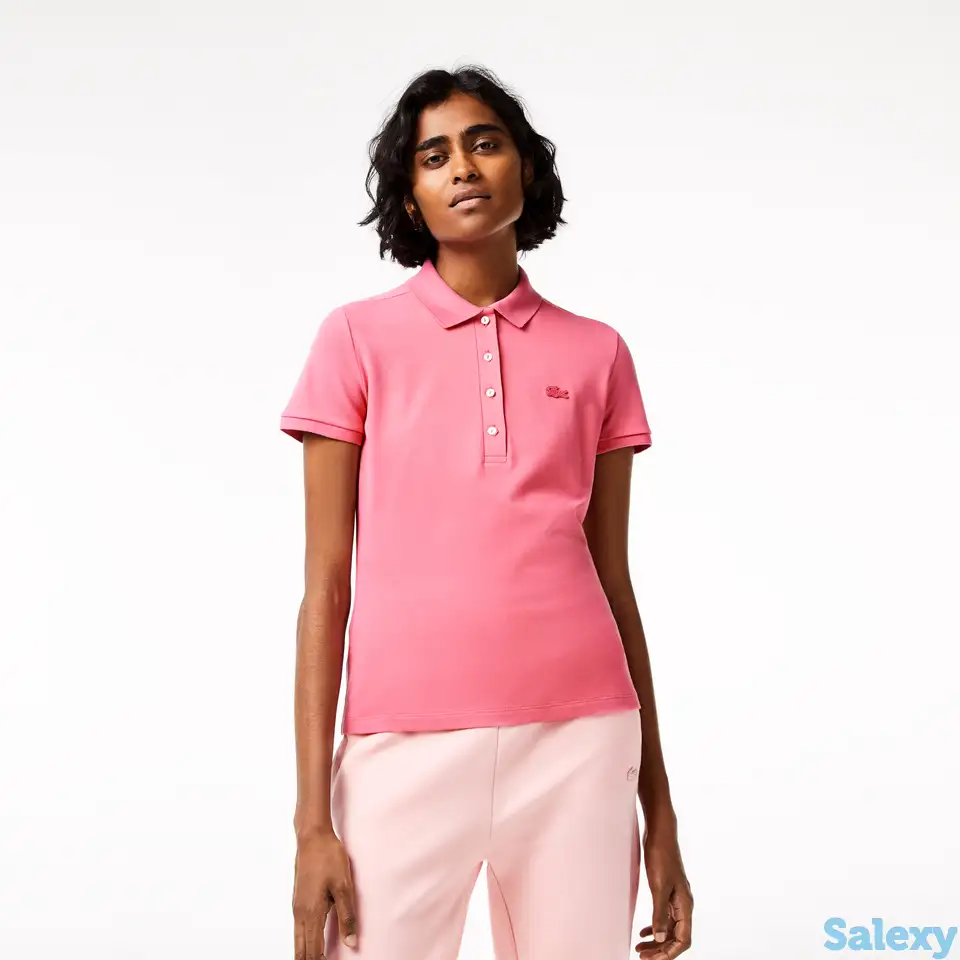 Женское поло lacoste slim fit из эластичного хлопка, фотография 1