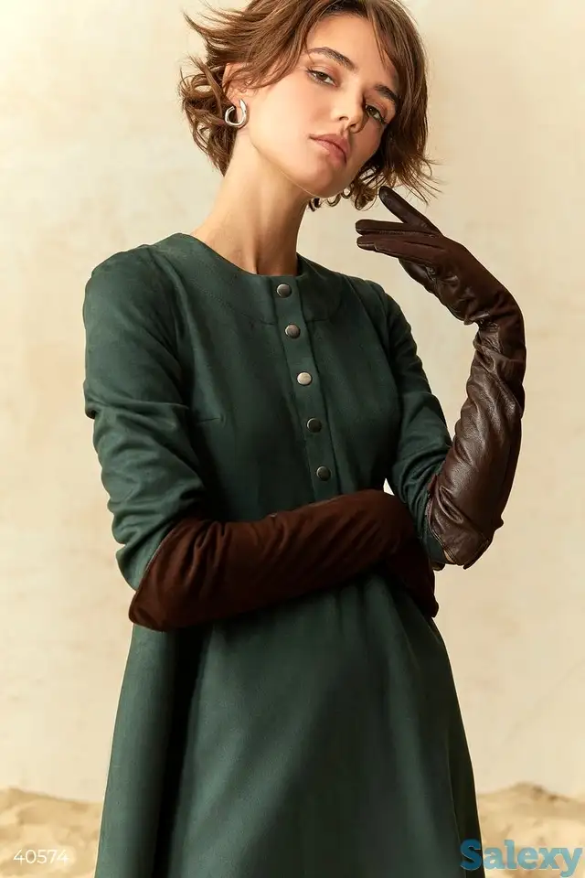 Длинные коричневые перчатки из натуральной кожи, фотография 1