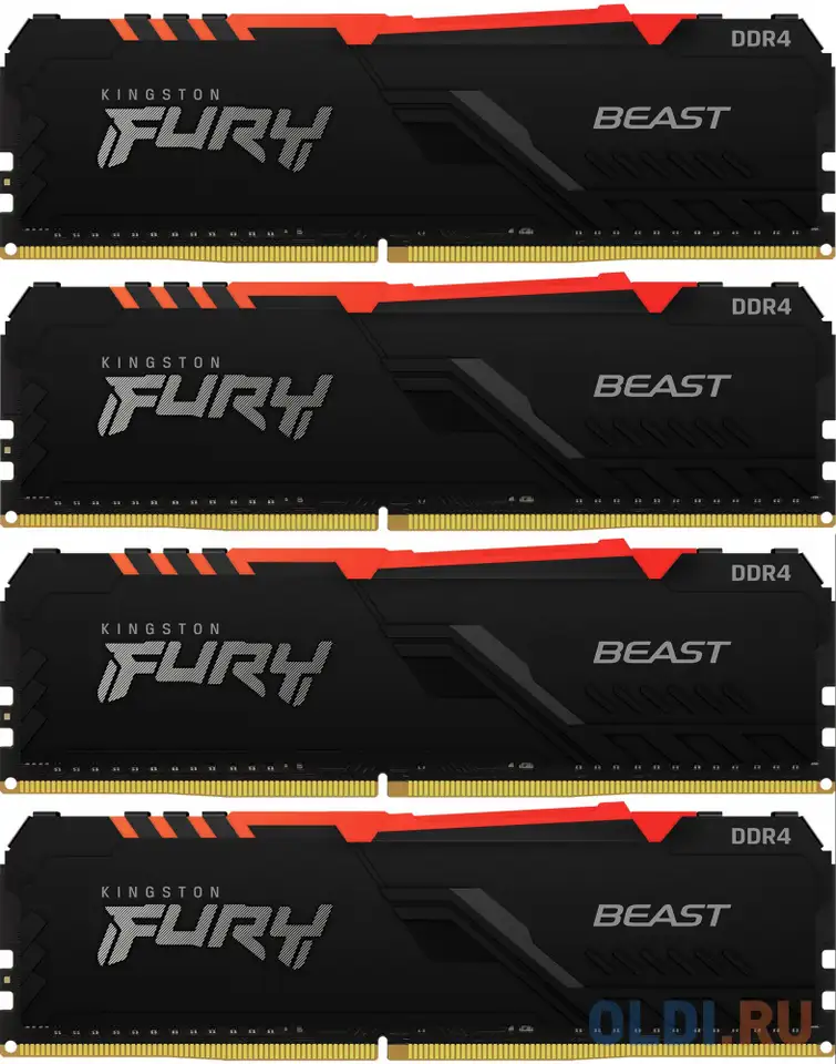 Kingston 32gb 3600mhz ddr4 cl17 dimm (kit of 4) fury beast, фотография 1